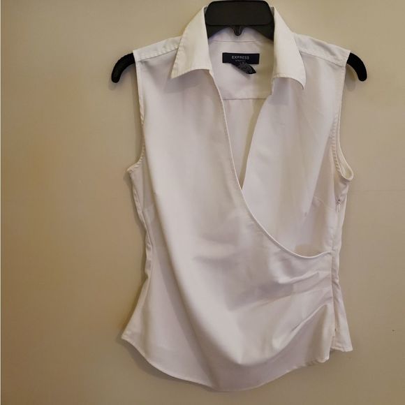 Express White Collared Wrap Blouse M - Picture 2 of 9